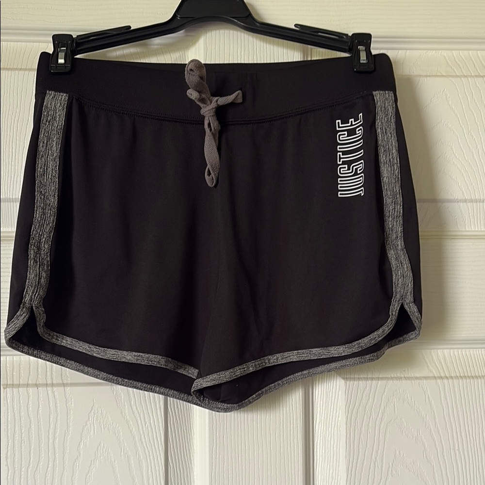 Justice Black and Gray Athletic Shorts with Drawstring Waist